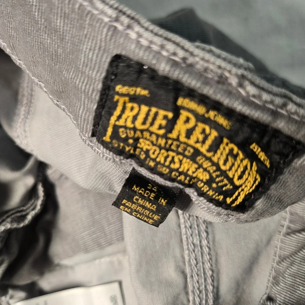 True Religion Pants Gray Corduroy Jogger Drawstring (Tag 34) Measures 36